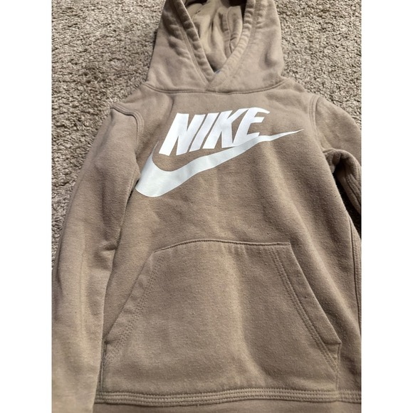 Nike Kids Hoodie Pullover Sweatshirt Casual Activewear Comfy Brown - Picture 2 of 4